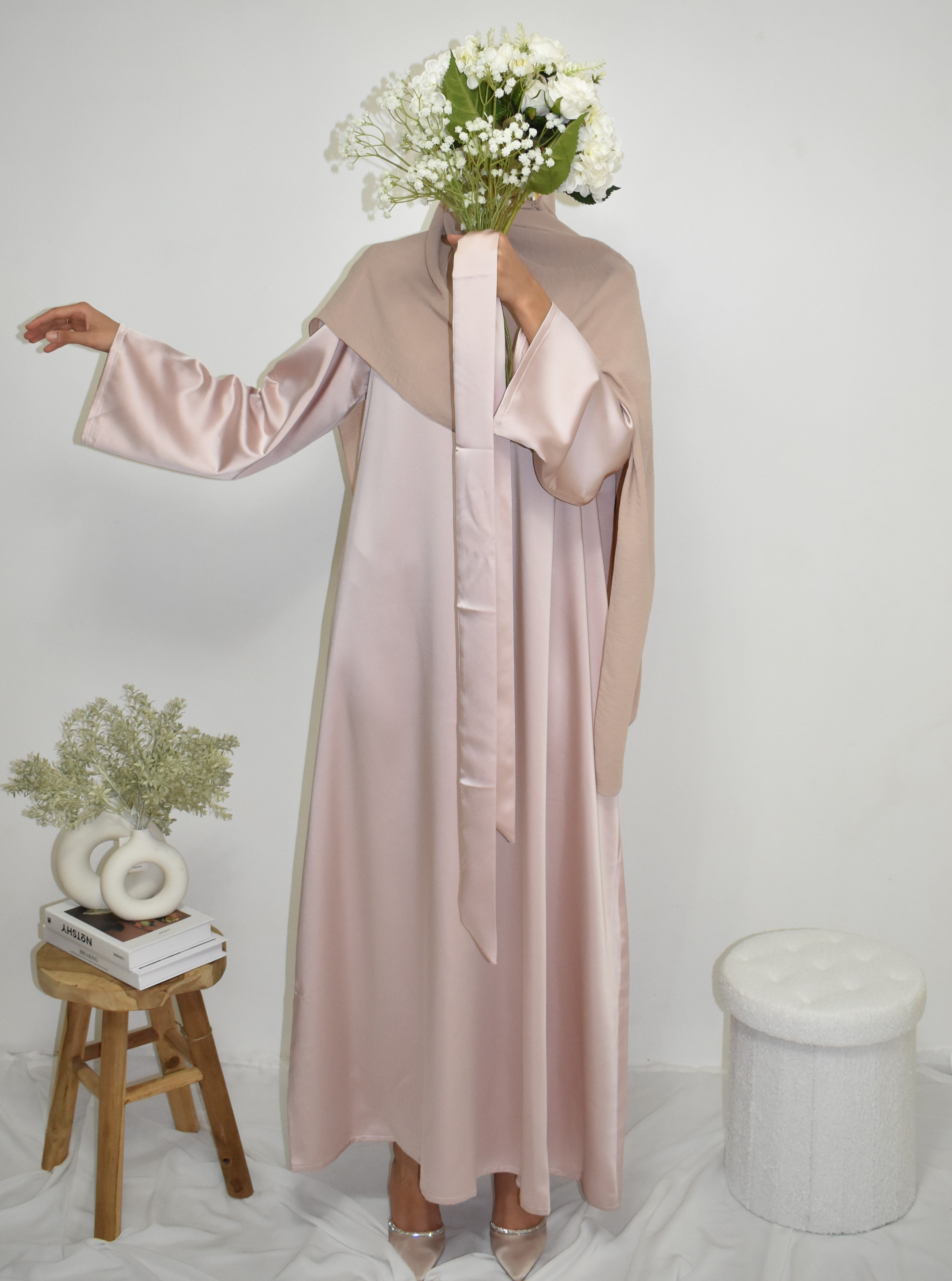 Satin Abaya Rosa