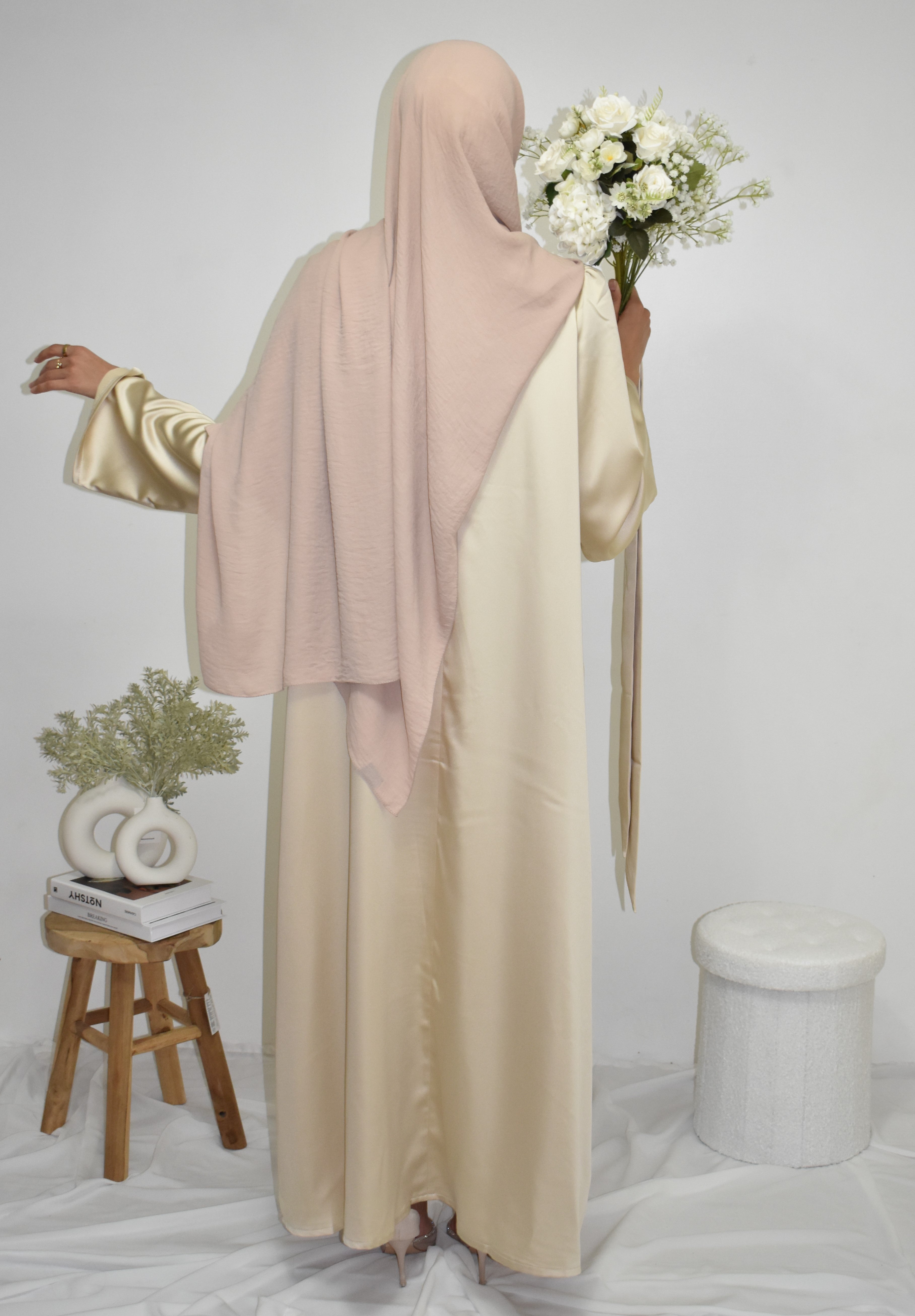 Satin Abaya Beige