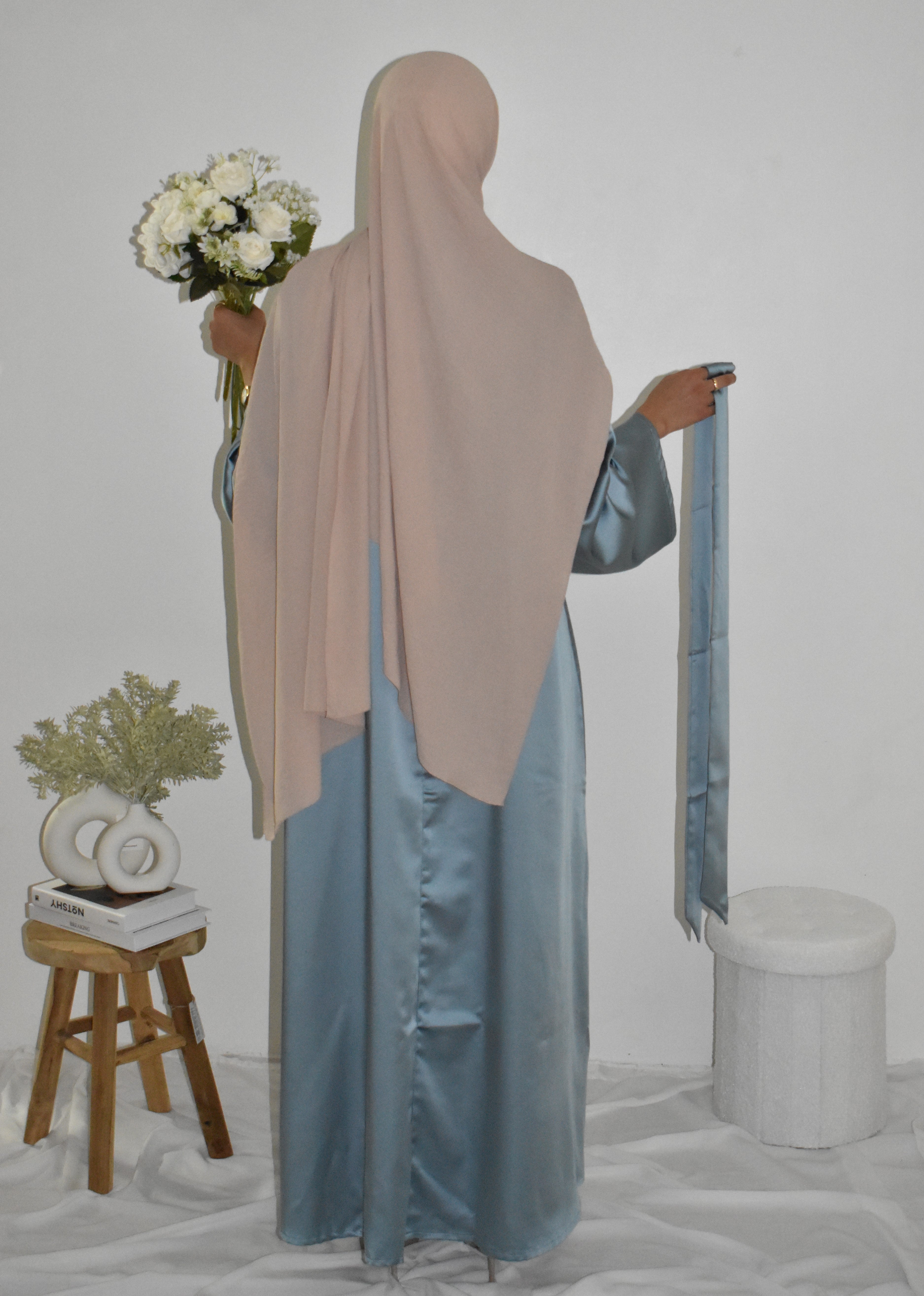 Satin Abaya Babyblue