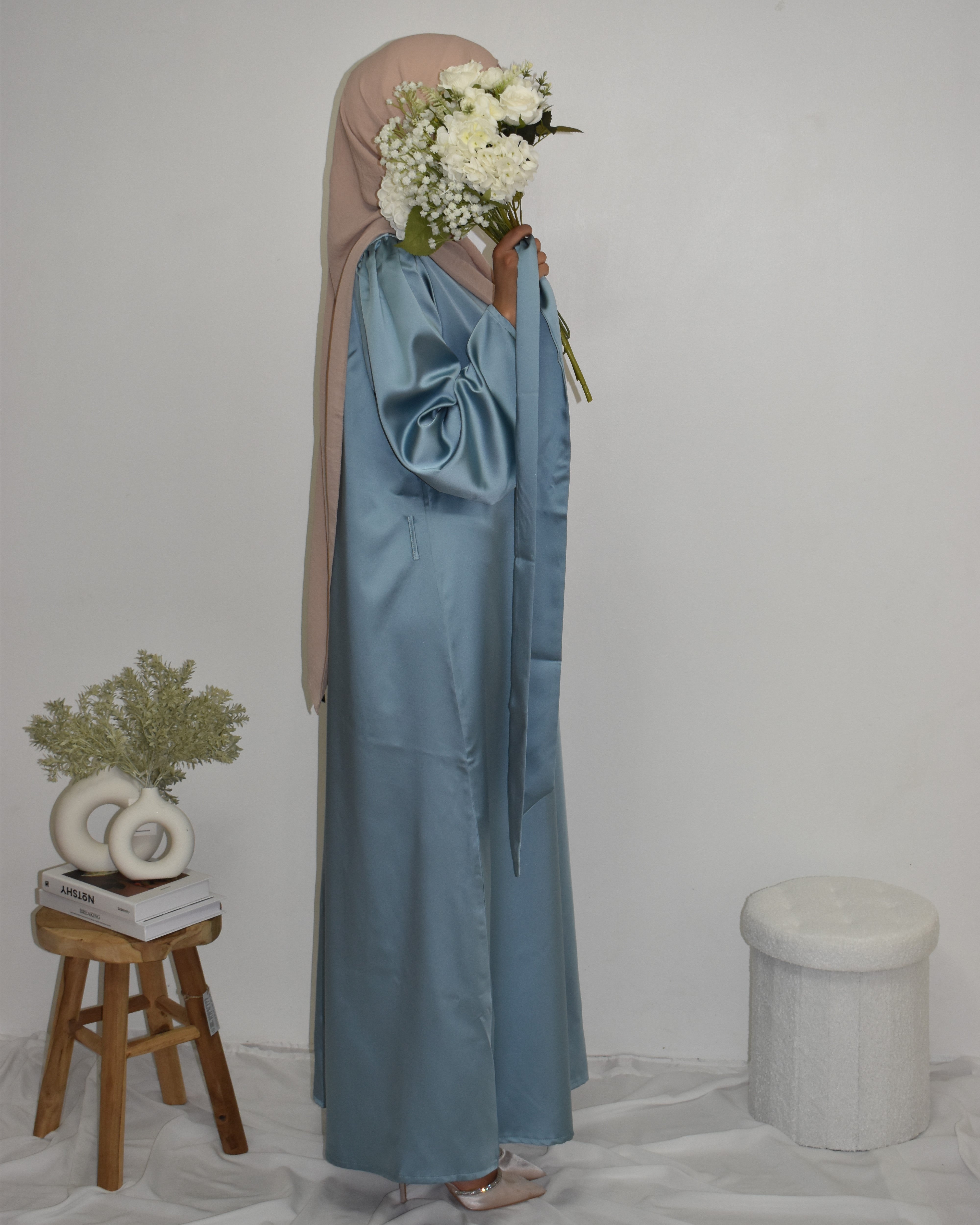 Satin Abaya Babyblue