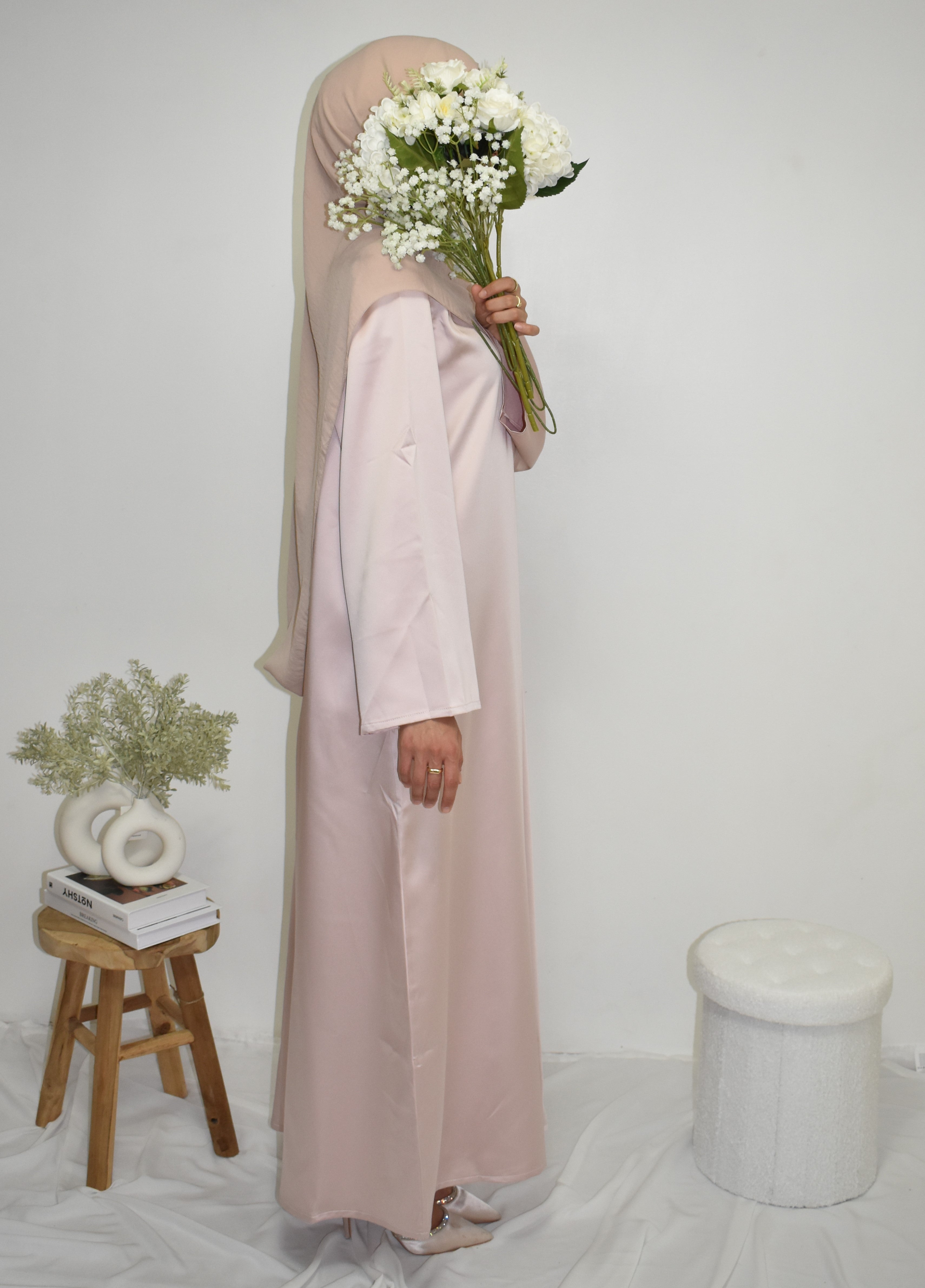 Satin Abaya Rosa