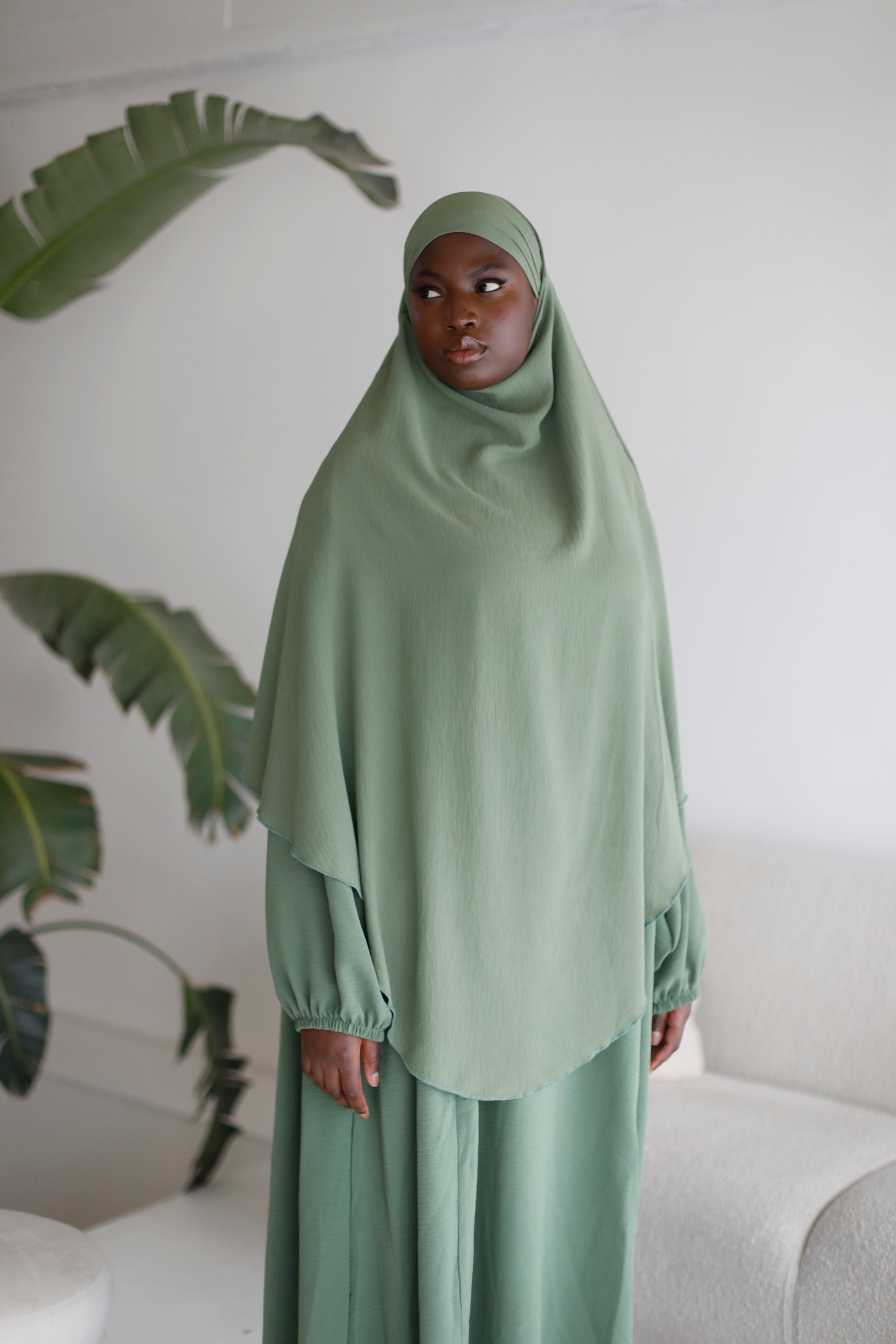 Zweilagiger Khimar Olive